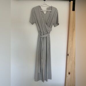 Grey and white stripped jumpsuit